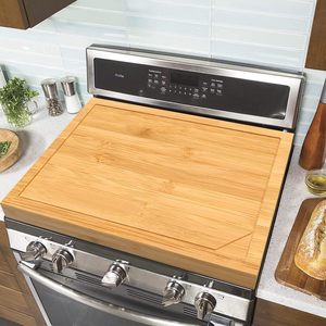Cross-border bamboo kitchen <b>stove</b> cutting board, multi-purpose reversible tray, large capacity spice storage box - Product Image 2