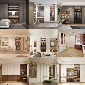 Armario de Lujo Personalizado al por Mayor <span class=keywords><strong>Directo</strong></span> de Fábrica con Tocador <span class=keywords><strong>y</strong></span> Espejo de Madera Maciza, Mueble de Dormitorio de Estilo Moderno - Product Image 2