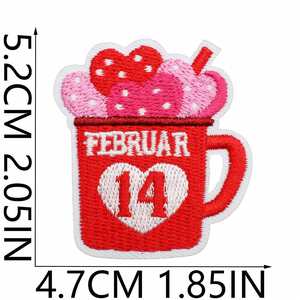 Iron on Embroidery <b>pink</b> Valentine Day Red love Heart Coffee <b>Bear</b> Cup Wedding Patch for Girls - Product Image 4