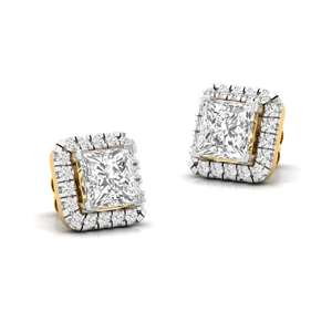 Pendientes de Moda con Diamante Cultivado en Laboratorio con Corte Princesa, Starlit Grace Solitaire, Chapados en Oro de 10K, Joyería Elegante y Brillante, Regalo para Mujer - Product Image 1