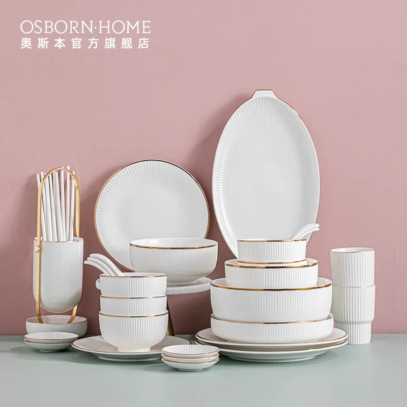 OSBORN Wholesales Nordic style ceramic dinner set porcelain dinner sets bowls