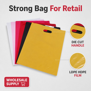 Durable Die Cut <b>Bags</b> Flexible LDPE OEM ODM Space Saving Bookstore Retail Store Heavy Duty Market Stall - Product Image 3