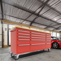 Servante d'Atelier Robuste en Acier Inoxydable de 72 Pouces, Revêtement Rouge, avec 15 Tiroirs pour Jardin, Garage et Atelier