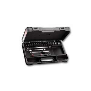 USAG - U06060202 Assortiment avec douilles bihexagonales et cliquet 3/8 ''dans une boîte à matériaux (21 pièces) ENSEMBLES DE CLIQUET ET DE DOUILLES - Product Image 1