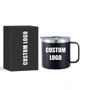 Vaso de Café de Acero Inoxidable de Doble Pared con Logotipo Personalizado, 12oz/14oz, para Viajes y Camping, con Asa y Tapa Aislante - Product Image 2