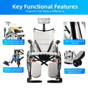 High-Quality Lightweight Foldable Aluminum Alloy Reclining Manual Wheelchair <b>For</b> Elderly and <b>Disabled</b> Commode Wheelchair - Product Image 5