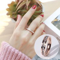 Bague en acier inoxydable avec zircon, double rangée, pavé d'étoiles, bijoux de mariage pour femmes et hommes