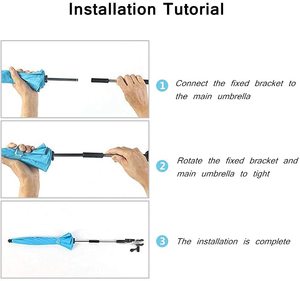 Paraguas cochecito de bebé <span class=keywords><strong>Sombrilla</strong></span> Paraguas <span class=keywords><strong>universal</strong></span> con abrazadera 360 grados Ajustable Protección UV Cochecito Sol - Product Image 6