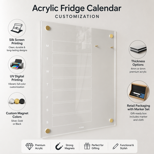 <span class=keywords><strong>Calendrier</strong></span> magnétique transparent en acrylique pour réfrigérateur, planificateur hebdomadaire et mensuel, tableau effaçable à sec avec 4 marqueurs pour l'organisation du réfrigérateur - Product Image 5