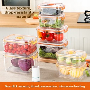 กล่องเก็บอาหารสุญญากาศพลาสติกเกรดสำหรับอาหาร ใช้กับตู้เย็นและไมโครเวฟได้ ชุดจัดระเบียบครัวสำหรับเก็บผักและผลไม้ - Product Image 4