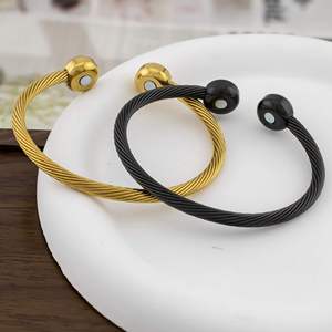 Adjustable Elastic Stainless Steel Twisted Cable Cuff <b>Bangle</b> Bracelet Stylish <b>for</b> <b>Men</b> and Women - Product Image 1