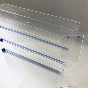 3 in1 akrilik alüminyum folyo tutucu 2 çekmece organizatör akrilik plastik sarma dağıtıcı slayt ile kesici mutfak çekmecesi - Product Image 2