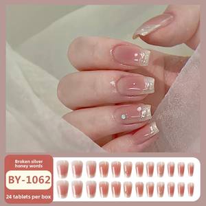 Ongles à presser tendance en gros, collection Automne/Hiver, courts, style French, effet blush, motif œil de chat, forme carrée - Product Image 4