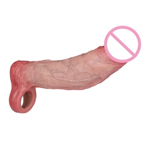 Vibrating Cock Sleeve Penis Extender Dildo Realistic Adult Sex Toy Penis Extension <b>Vibrator</b> 10 Modes <b>Remote</b> Control - Product Image 1