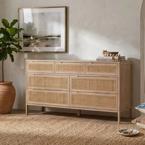 Commode Aruna en teck massif à 9 tiroirs, design élégant, écologique et durable, pour chambre moderne et usage en entrepôt - Product Image 3