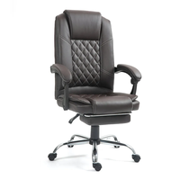 Chaise de bureau pivotante exécutive en PU, style vintage minimaliste, réglable en hauteur, avec repose-pieds et accoudoirs articulés en métal – Meilleure vente