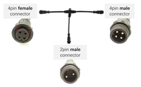 Kabel sinyal T444 LED DMX, aksesori pencahayaan konektor 4Pin 3Pin Jack perempuan 2Pin Male IP67 tahan air