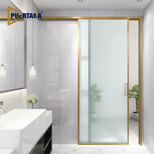 Porta Scorrevole Interna di Lusso Italiana in Alluminio <span class=keywords><strong>a</strong></span> Scomparsa Montata <span class=keywords><strong>a</strong></span> Parete con Vetro - Product Image 2