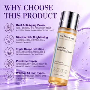 Tónico Facial de Caléndula de Marca Privada, Tónico Hidratante y Calmante para Piel Seca y Sensible, Reparación de la Barrera Cutánea, Fórmula Personalizada - Product Image 5