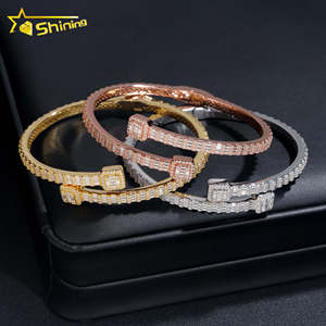Prêt Expédition Fine Jewelry S925 Argent Plaqué Or VVS Baguette Moissanite <span class=keywords><strong>Diamant</strong></span> <span class=keywords><strong>Bracelet</strong></span> <span class=keywords><strong>Bracelet</strong></span> GRA Certifié - Product Image 1