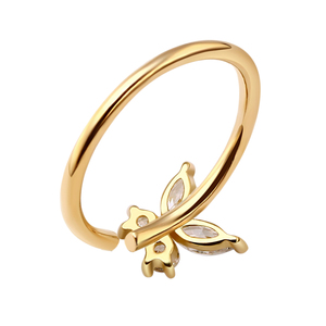 Métal éternel 14K or massif Triple Aqua & rose & rouge CZ fleur <span class=keywords><strong>nez</strong></span> & oreille cerceau Piercing nombril & Labret sans couture anneau bijoux - Product Image 6