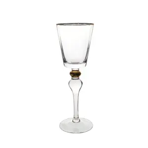 Copa de vino tinto con borde dorado, transparente, 10 OZ
