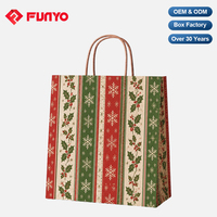 Sacs cadeaux en papier kraft de Noël à plat, personnalisables avec logo, recyclables, avec poignées, gain de place pour l'expédition et l'envoi de colis de Noël