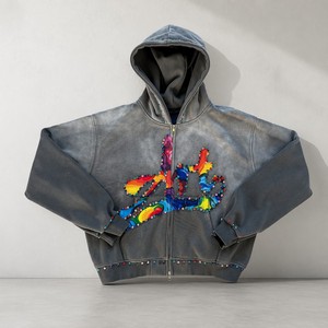 Felpa con Cappuccio Personalizzata di Alta Qualità con Strass, Streetwear Hip Hop Oversize, Felpa con Logo Personalizzato per Uomo - Product Image 2