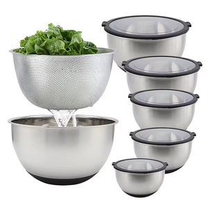 <span class=keywords><strong>Ciotole</strong></span> di miscelazione in <span class=keywords><strong>acciaio</strong></span> inossidabile antiscivolo per sbattere le <span class=keywords><strong>ciotole</strong></span> di smistamento della cucina per la cottura di insalata <span class=keywords><strong>con</strong></span> filtro - Product Image 1