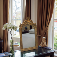 Miroir de table vintage en résine dorée de style rétro européen, miroir arqué, cadeau, miroir de princesse, usage quotidien