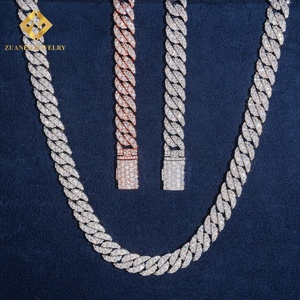 925 Silver Moissanite Jewelry Cuban <b>Link</b> Chain Jewelry Miami Cuban <b>Link</b> Bracelet &Necklace Hip Hop Bling Jewelry For Men - Product Image 1