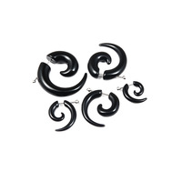 Boucles d'oreilles tendance en acrylique noir en forme de corne de taureau pour femmes et hommes, style punk, hip-hop, rock, bijoux de piercing pour fêtes et personnalité