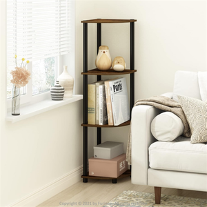 New Design Wooden Display <b>Storage</b> Shelves 4 Tier <b>Corner</b> Bookshelf for Living Room Home Office - Product Image 1