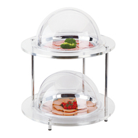 Présentoir alimentaire de buffet commercial à 3 niveaux en acrylique, vitrine de boulangerie avec base en bois pour hôtel et café