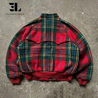 LARSUR Bomber en polaire à carreaux en flanelle personnalisé d'usine avec doublure matelassée Veste de chasse en laine d'hiver à carreaux de buffle Manteau Hommes