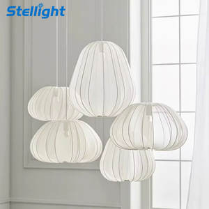 <span class=keywords><strong>Suspension</strong></span> Ovale Moderne Japonaise en <span class=keywords><strong>Tissu</strong></span> Blanc, Lustre Nordique Romantique pour Décoration Intérieure, Salle à Manger et Salle de Bain, Style Wabi Sabi - Product Image 1