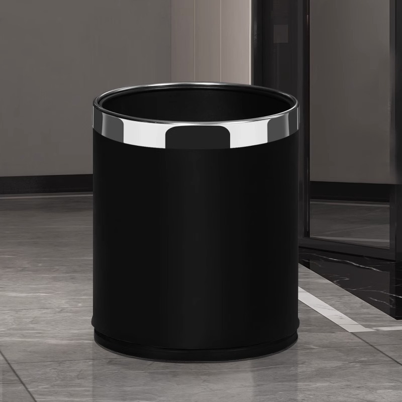 10L Thick Black Bucket with Silver Ring