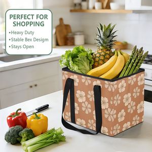 Custom Print Collapsible Shopping Basket Large Capacity Foldable Storage Tote <b>Bag</b> Heavy Duty Handles <b>Reusable</b> Grocery <b>Bag</b> - Product Image 4