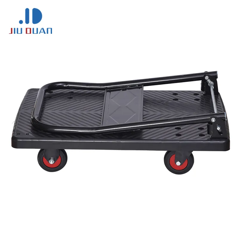 Warehouse Four Wheel Platform metal cart trolley 300KG Plastic foldable plate hand truck trolley push cart