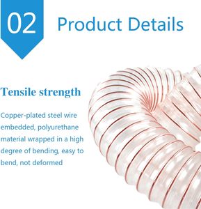 Tuyau flexible en PU à haute élasticité et haute pression, sans plis, avec armature en fil d'acier, durable, pour la distribution d'air industriel, l'irrigation et la gestion des poussières en atelier - Product Image 3