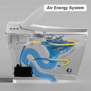 WC intelligent sans électricité avec chasse <span class=keywords><strong>d</strong></span>'eau à capteur au pied, double lavage, évacuation en S, fixation au sol, réservoir encastré - Product Image 4