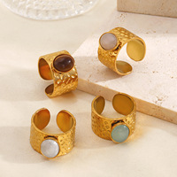 Cincin Elips Geometris Minimalis Stainless Steel Trendi Gaya Eropa dan Amerika, Cincin Hip Hop Berlapis Vakum yang Dapat Dipersonalisasi