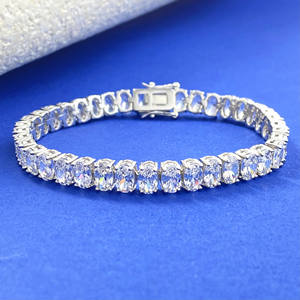 Bracelet de tennis de luxe europé<span class=keywords><strong>en</strong></span> et américain <span class=keywords><strong>en</strong></span> argent sterling S925, couleur D, moissanite, oeuf de <span class=keywords><strong>pigeon</strong></span> irrégulier - Product Image 6