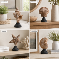 Sculpture de coquillage antique de style méditerranéen en résine, accessoires de décoration de bureau et de maison, statue d'étoile de mer, artisanat de décoration intérieure