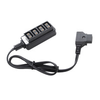 JZR Distributor Baterai Kamera Kabel Daya Satu-Ke-Empat Tahan Lama dari Bahan ABS/PVC/Logam, Tipe D-Tap Male ke Empat Female V-Port