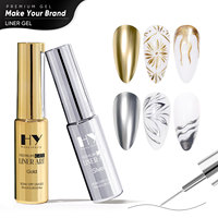 Hanyi Personnalisable Luxe UV Gel Résine Nail Email Liner Art Qualité supérieure OEM Métal Argent Or Métallique Gel Lampe LED Source
