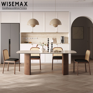 WISEMAX – meuble de salle à manger <span class=keywords><strong>en</strong></span> marbre France, meuble de salon de luxe, <span class=keywords><strong>plateau</strong></span> à lamelles <span class=keywords><strong>avec</strong></span> base <span class=keywords><strong>en</strong></span> bois massif - Product Image 2