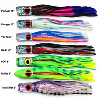 Leurres de pêche au trolling pour thon, formes de têtes en résine multiples, jupes à double couche, couleurs personnalisées pour la pêche en haute mer en eau bleue de gros gibier