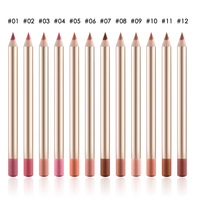 Pensil Lip Liner Tahan Air, Anti Keringat, Vegan, Tahan Lama, Matte Halus, Pigmentasi Tinggi, 12 Warna, Private Label, Terbaik