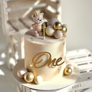 Décoration de gâteau en acrylique pour le premier anniversaire de bébé, dorée, pour célébration d'un an, 1er anniversaire, baby shower, décorations de dessert DIY, fournitures de fête - Product Image 4